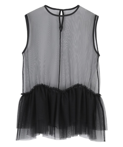 セール】ペプラムギャザーチュールトップス（Tシャツ/カットソー