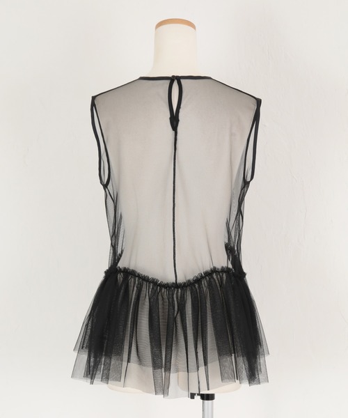 セール】ペプラムギャザーチュールトップス（Tシャツ/カットソー