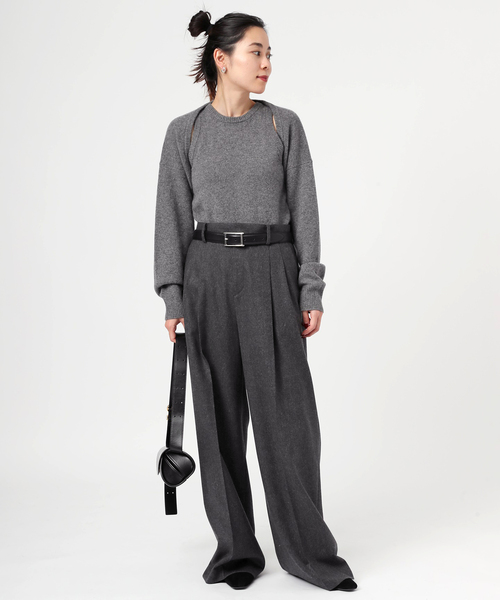 EVERYDAY I LIKE.(エヴリディアイライク)の「フランネルタックパンツ(スラックス・レディース・ブラック/チャコールグレー・40/34/36/38)」の5枚目の写真