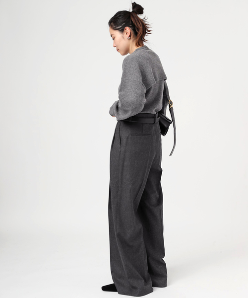 EVERYDAY I LIKE.(エヴリディアイライク)の「フランネルタックパンツ(スラックス・レディース・ブラック/チャコールグレー・40/34/36/38)」の6枚目の写真