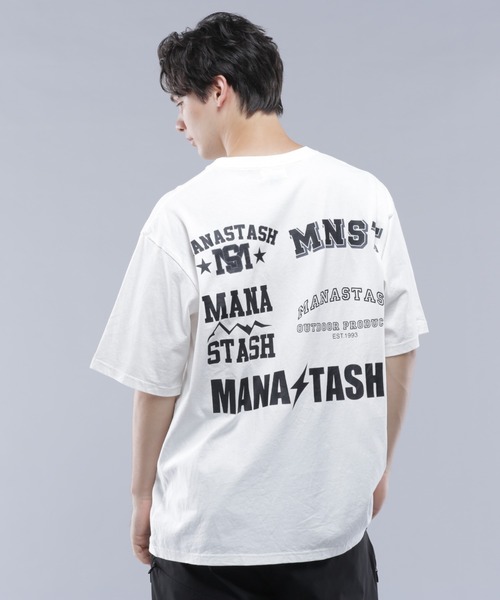 MANASTASH(マナスタッシュ)の「MANASTASH/マナスタッシュ SPONSOR LOGO TEE(Tシャツ/カットソー・メンズ・ホワイト/ブラック・M/L/XL)」の1枚目の写真