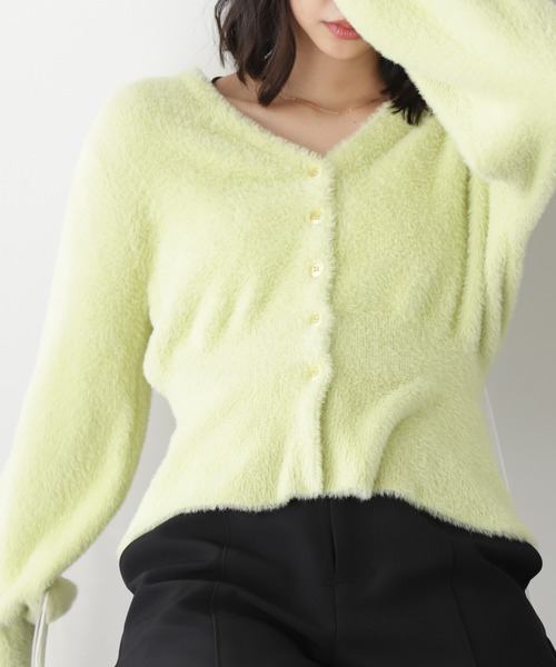 FREE'S MART(フリーズマート)の「◇ショートシャギーペプラムニットカーデ(カーディガン/ボレロ・レディース・ホワイト/ベージュ/ライトグリーン/パープル・FREE)」の1枚目の写真