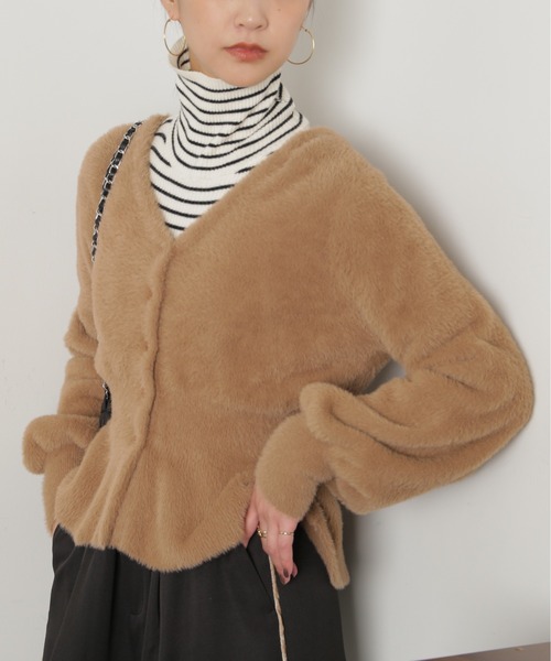 FREE'S MART(フリーズマート)の「◇ショートシャギーペプラムニットカーデ(カーディガン/ボレロ・レディース・ホワイト/ベージュ/ライトグリーン/パープル・FREE)」の14枚目の写真