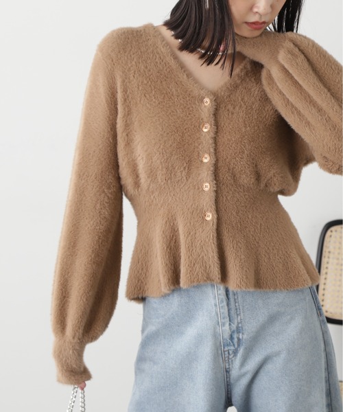 FREE'S MART(フリーズマート)の「◇ショートシャギーペプラムニットカーデ(カーディガン/ボレロ・レディース・ホワイト/ベージュ/ライトグリーン/パープル・FREE)」の5枚目の写真