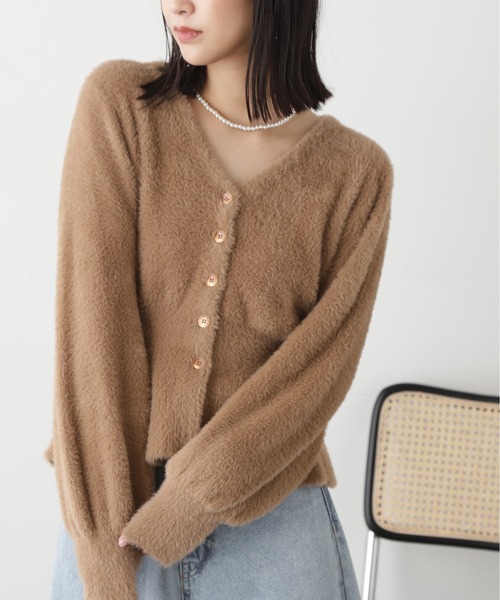 FREE'S MART(フリーズマート)の「◇ショートシャギーペプラムニットカーデ(カーディガン/ボレロ・レディース・ホワイト/ベージュ/ライトグリーン/パープル・FREE)」の6枚目の写真