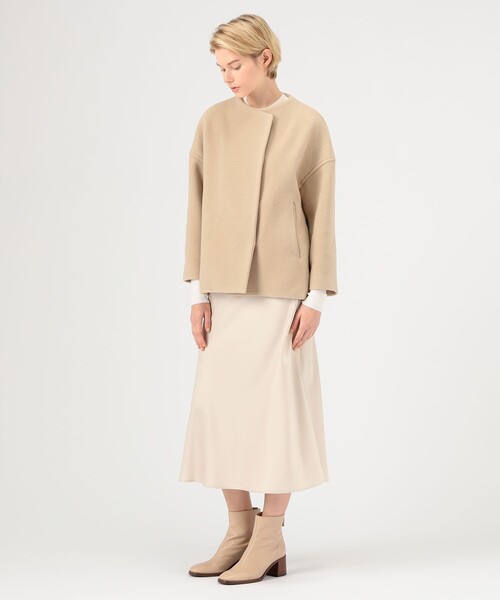 BALLSEY ノーカラーコート ベージュ Ballsey ノーカラーコート コート プレミアムウールリバー
