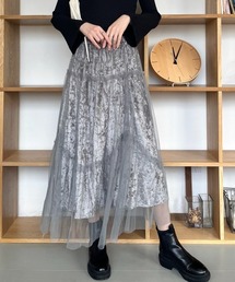 チュールベロアティアードスカート