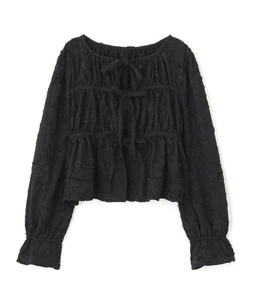 FREE'S MART（フリーズマート）の「◆フラワー刺繍リボンカーディガン（カーディガン/ボレロ・レディース・ブラック/ホワイト/ライトグリーン・FREE）」の4枚目の写真