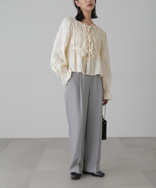 FREE'S MART（フリーズマート）の「◆フラワー刺繍リボンカーディガン（カーディガン/ボレロ・レディース・ブラック/ホワイト/ライトグリーン・FREE）」の15枚目の写真