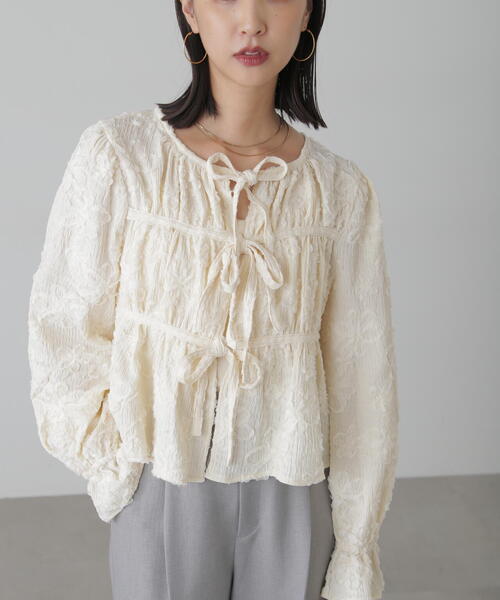 FREE'S MART（フリーズマート）の「◆フラワー刺繍リボンカーディガン（カーディガン/ボレロ・レディース・ブラック/ホワイト/ライトグリーン・FREE）」の16枚目の写真