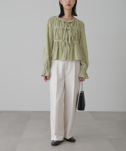 FREE'S MART（フリーズマート）の「◆フラワー刺繍リボンカーディガン（カーディガン/ボレロ・レディース・ブラック/ホワイト/ライトグリーン・FREE）」の22枚目の写真