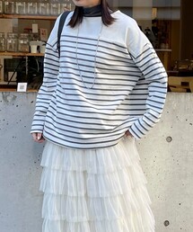 fredy emue | 刺繍入りパネルボーダープルオーバー(Tシャツ/カットソー)