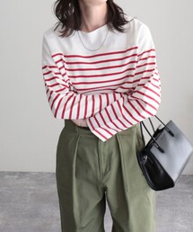 fredy emue | 刺繍入りパネルボーダープルオーバー(Tシャツ/カットソー)