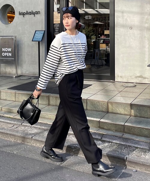 fredy emue（フレディエミュ）の「刺繍入りパネルボーダープルオーバー（Tシャツ/カットソー・レディース・グレー系その他/ホワイト系その他/レッド系その他/ブルー系その他・38）」の11枚目の写真