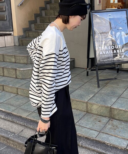 fredy emue（フレディエミュ）の「刺繍入りパネルボーダープルオーバー（Tシャツ/カットソー・レディース・グレー系その他/ホワイト系その他/レッド系その他/ブルー系その他・38）」の7枚目の写真