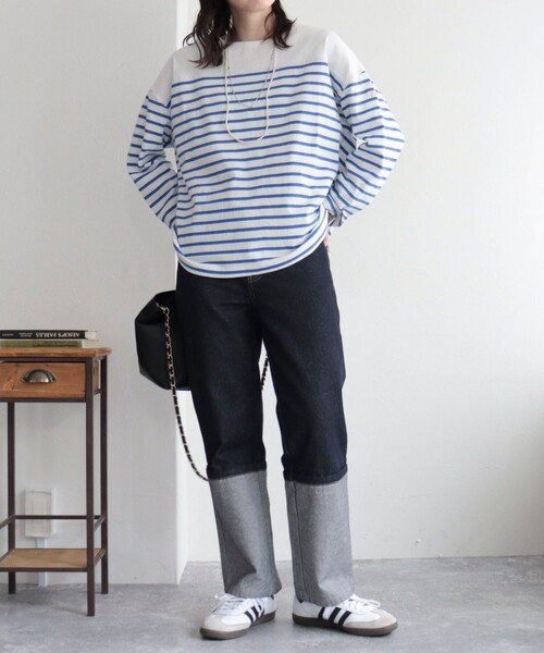 fredy emue（フレディエミュ）の「刺繍入りパネルボーダープルオーバー（Tシャツ/カットソー・レディース・グレー系その他/ホワイト系その他/レッド系その他/ブルー系その他・38）」の22枚目の写真