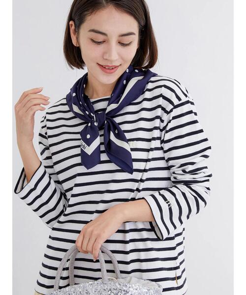 Te chichi(テチチ)の「ワンポイント刺繍ボーダーカットソー(Tシャツ/カットソー・レディース・ピンク/ブルー/ブラック・F)」の1枚目の写真