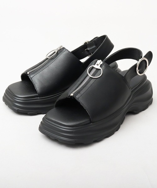 glabella（グラベラ）の「厚底 フロントジップ パデッド ストラップサンダル（サンダル・メンズ・ブラック・S/M/L）」の7枚目の写真