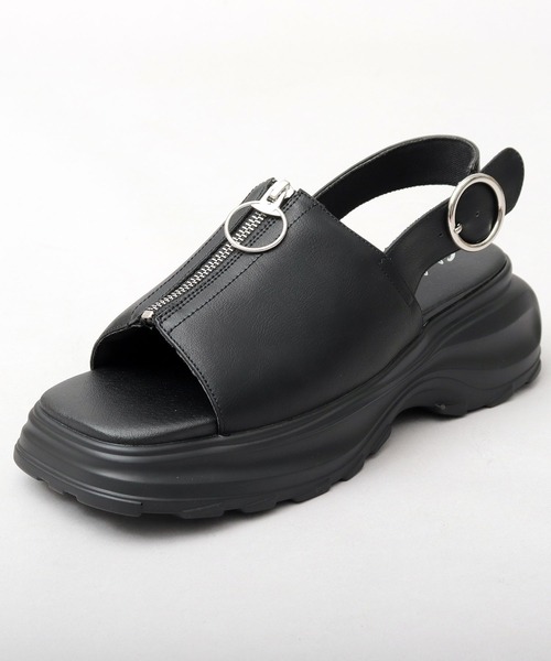 glabella（グラベラ）の「厚底 フロントジップ パデッド ストラップサンダル（サンダル・メンズ・ブラック・S/M/L）」の8枚目の写真