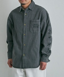 袖刺繍 オーバーフィットデニムシャツ