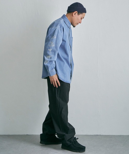 NO NEED(ノーニード)の「袖刺繍 オーバーフィットデニムシャツ(シャツ/ブラウス・メンズ・グレー/ブラック/スカイブルー・M/L)」の21枚目の写真