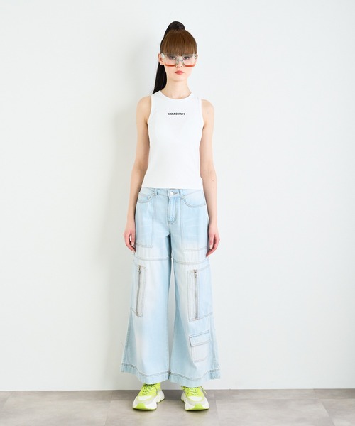 ANNA SUI NYC（アナ スイ エヌ ワイ シー）の「ANNA SUI NYC ロゴリブタンクトップ（タンクトップ・レディース・ブラック/ホワイト/ピンク・S）」の21枚目の写真