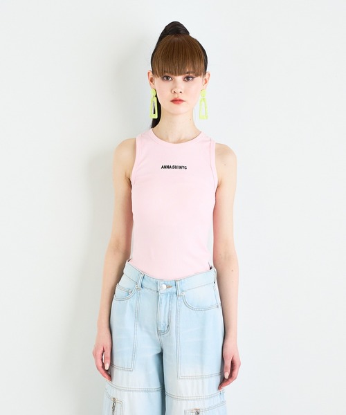 ANNA SUI NYC（アナ スイ エヌ ワイ シー）の「ANNA SUI NYC ロゴリブタンクトップ（タンクトップ・レディース・ブラック/ホワイト/ピンク・S）」の9枚目の写真