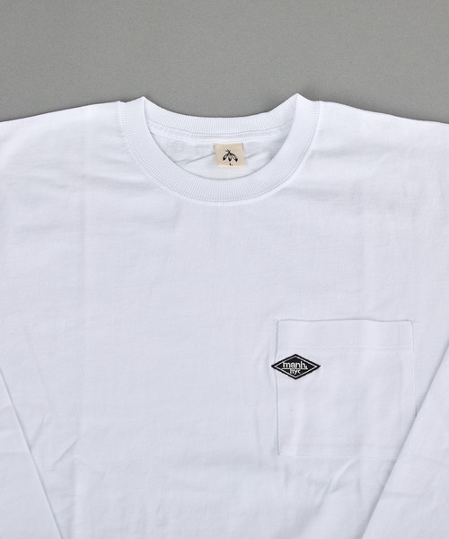 VIBGYOR(ヴィブジョー)の「ヘヴィウェイト天竺 ポケット刺繍 長袖 クルーネック(Tシャツ/カットソー・メンズ・ホワイト/ブルー系その他/ブラック・MEDIUM/LARGE)」の14枚目の写真