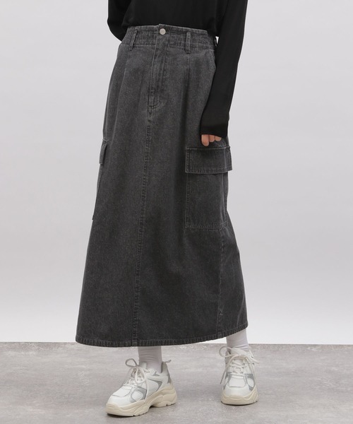 LAKOLE（ラコレ）の「デニムカーゴスカート / 102228（デニムスカート・レディース・ブルー/グレー/ライトブルー・MEDIUM/SMALL）」の2枚目の写真