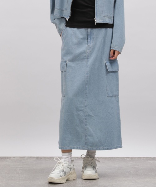 LAKOLE（ラコレ）の「デニムカーゴスカート / 102228（デニムスカート・レディース・ブルー/グレー/ライトブルー・MEDIUM/SMALL）」の3枚目の写真