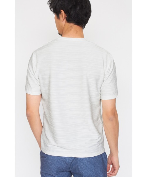 HIGH STREET(ハイストリート)の「HIGH STREET∴ランダムウェーブタック半袖Vネックカットソー(Tシャツ/カットソー・メンズ・ホワイト/ネイビー・L/LL/M)」の11枚目の写真