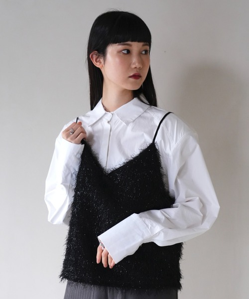 Uenui（ウニュイ）の「【ZOZO限定】シャギー ビスチェ キャミソール（Tシャツ/カットソー・レディース・ホワイト/ブラック・FREE）」の6枚目の写真