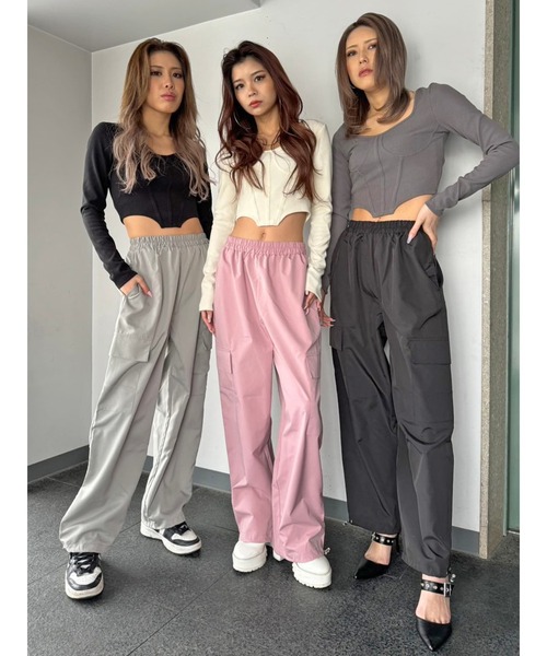 EGOIST（エゴイスト）の「ワイドストレートカーゴパンツ（カーゴパンツ・レディース・ピンク/ブラック/グレー・FREE）」の14枚目の写真