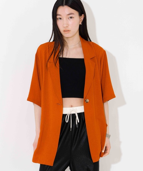 NOMINE（ノミネ）の「シングル 半袖 ジャケット（テーラードジャケット・レディース・ブラック系その他/アイボリー/オレンジ系その他/ブラック系その他2/ボルドー/ブラック系その他3・フリー）」の6枚目の写真