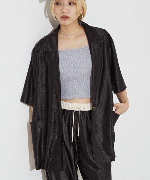 NOMINE（ノミネ）の「シングル 半袖 ジャケット（テーラードジャケット・レディース・ブラック系その他/アイボリー/オレンジ系その他/ブラック系その他2/ボルドー/ブラック系その他3・フリー）」の4枚目の写真