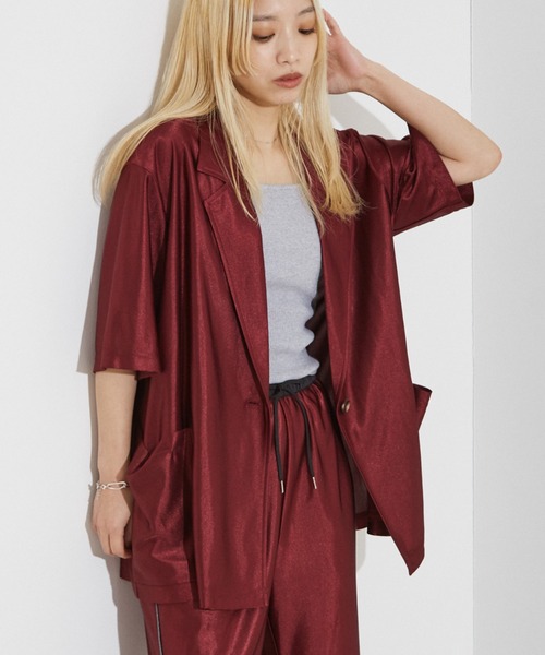 NOMINE（ノミネ）の「シングル 半袖 ジャケット（テーラードジャケット・レディース・ブラック系その他/アイボリー/オレンジ系その他/ブラック系その他2/ボルドー/ブラック系その他3・フリー）」の5枚目の写真