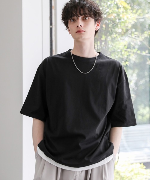 ASTRONOMY（アストロノミー）の「COOLMAX(R)ヘビーウェイトフェイクレイヤードTシャツ（Tシャツ/カットソー・メンズ・ホワイト系/ブラック/ブルー/チャコール/ライトグレー/ホワイト・XL/S/M/L）」の7枚目の写真