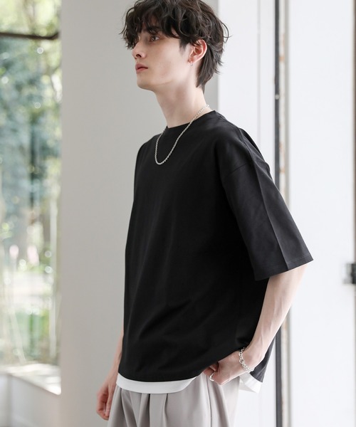 ASTRONOMY（アストロノミー）の「COOLMAX(R)ヘビーウェイトフェイクレイヤードTシャツ（Tシャツ/カットソー・メンズ・ホワイト系/ブラック/ブルー/チャコール/ライトグレー/ホワイト・XL/S/M/L）」の8枚目の写真