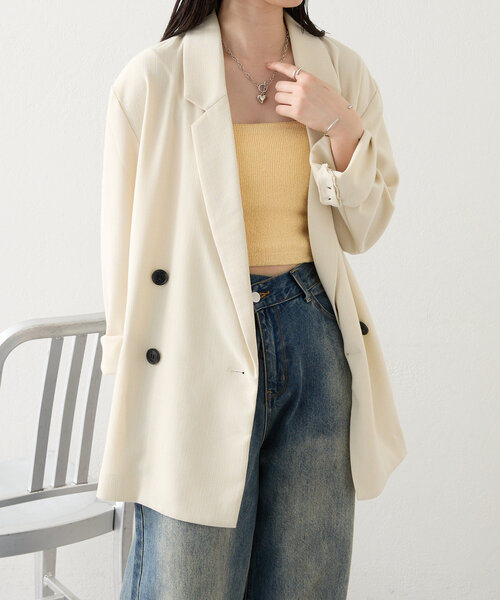 mystic（ミスティック）の「BIGジャケット（テーラードジャケット・レディース・アイボリー/ブラック・FREE）」の20枚目の写真