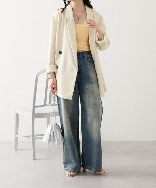 mystic（ミスティック）の「BIGジャケット（テーラードジャケット・レディース・アイボリー/ブラック・FREE）」の15枚目の写真