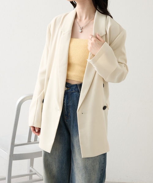 mystic（ミスティック）の「BIGジャケット（テーラードジャケット・レディース・アイボリー/ブラック・FREE）」の10枚目の写真