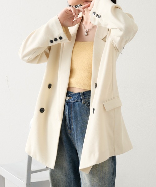 mystic（ミスティック）の「BIGジャケット（テーラードジャケット・レディース・アイボリー/ブラック・FREE）」の8枚目の写真