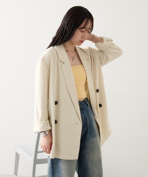 mystic（ミスティック）の「BIGジャケット（テーラードジャケット・レディース・アイボリー/ブラック・FREE）」の6枚目の写真