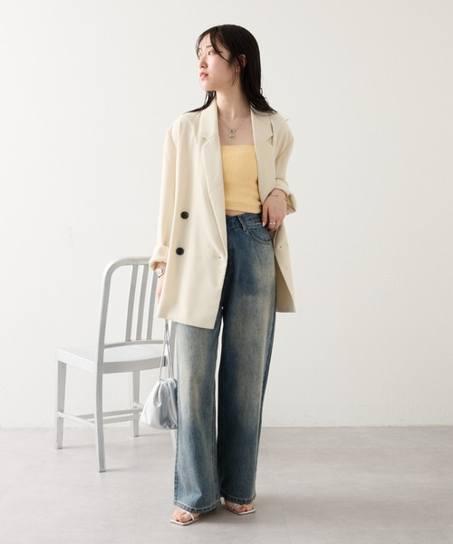 mystic（ミスティック）の「BIGジャケット（テーラードジャケット・レディース・アイボリー/ブラック・FREE）」の5枚目の写真