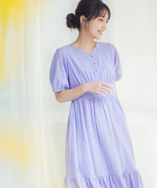 Petitjo（プッチージョ）の「小さいサイズ　綿100％コットンレースワンピース　低身長さん・小柄女性（ワンピース・レディース・ネイビー/パープル/ブルー・PSS/PS/PM/PL）」の11枚目の写真