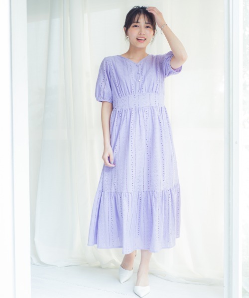 Petitjo（プッチージョ）の「小さいサイズ　綿100％コットンレースワンピース　低身長さん・小柄女性（ワンピース・レディース・ネイビー/パープル/ブルー・PSS/PS/PM/PL）」の12枚目の写真