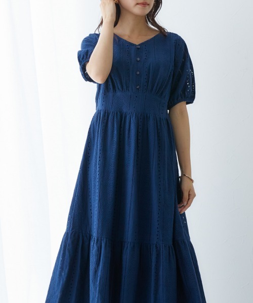 Petitjo（プッチージョ）の「小さいサイズ　綿100％コットンレースワンピース　低身長さん・小柄女性（ワンピース・レディース・ネイビー/パープル/ブルー・PSS/PS/PM/PL）」の7枚目の写真