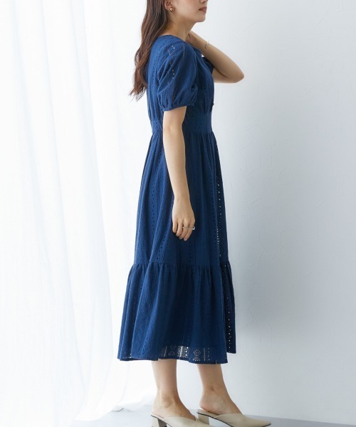 Petitjo（プッチージョ）の「小さいサイズ　綿100％コットンレースワンピース　低身長さん・小柄女性（ワンピース・レディース・ネイビー/パープル/ブルー・PSS/PS/PM/PL）」の5枚目の写真