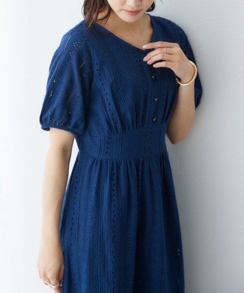 Petitjo（プッチージョ）の「小さいサイズ　綿100％コットンレースワンピース　低身長さん・小柄女性（ワンピース・レディース・ネイビー/パープル/ブルー・PSS/PS/PM/PL）」の6枚目の写真