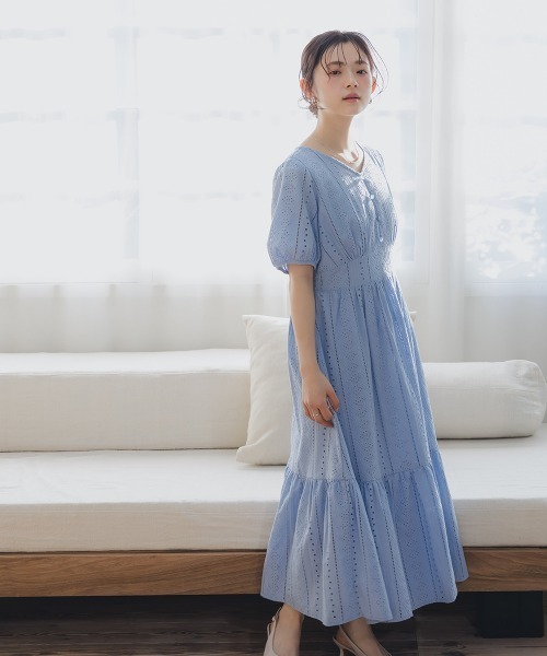 Petitjo（プッチージョ）の「小さいサイズ　綿100％コットンレースワンピース　低身長さん・小柄女性（ワンピース・レディース・ネイビー/パープル/ブルー・PSS/PS/PM/PL）」の21枚目の写真